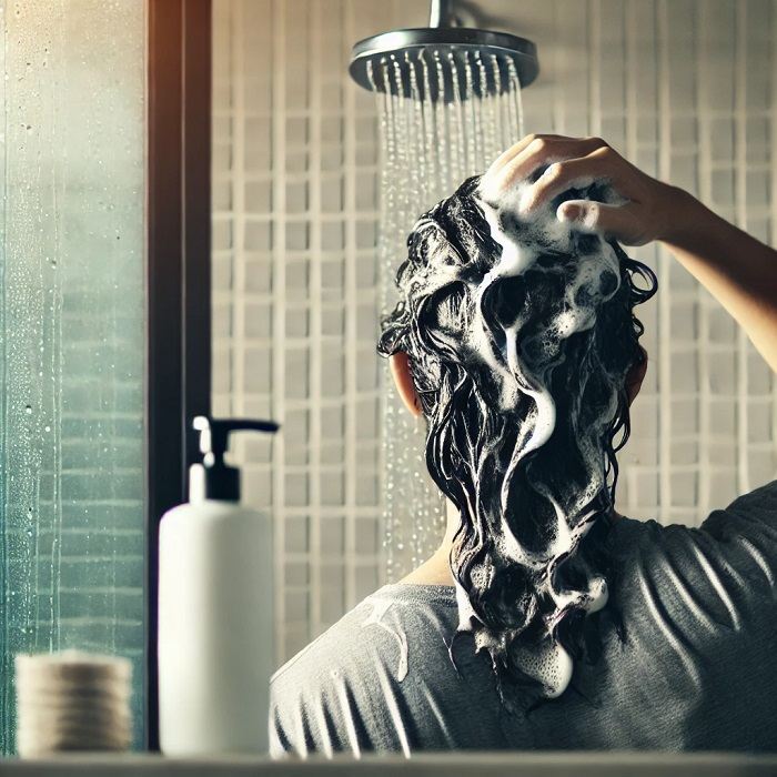 شستن مو با شامپو